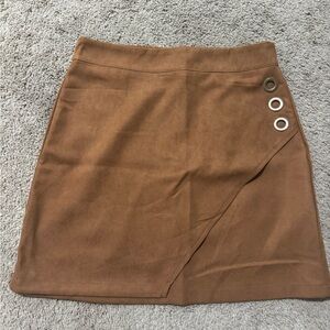 SHEIN Tan Mini Skirt with Button Detail